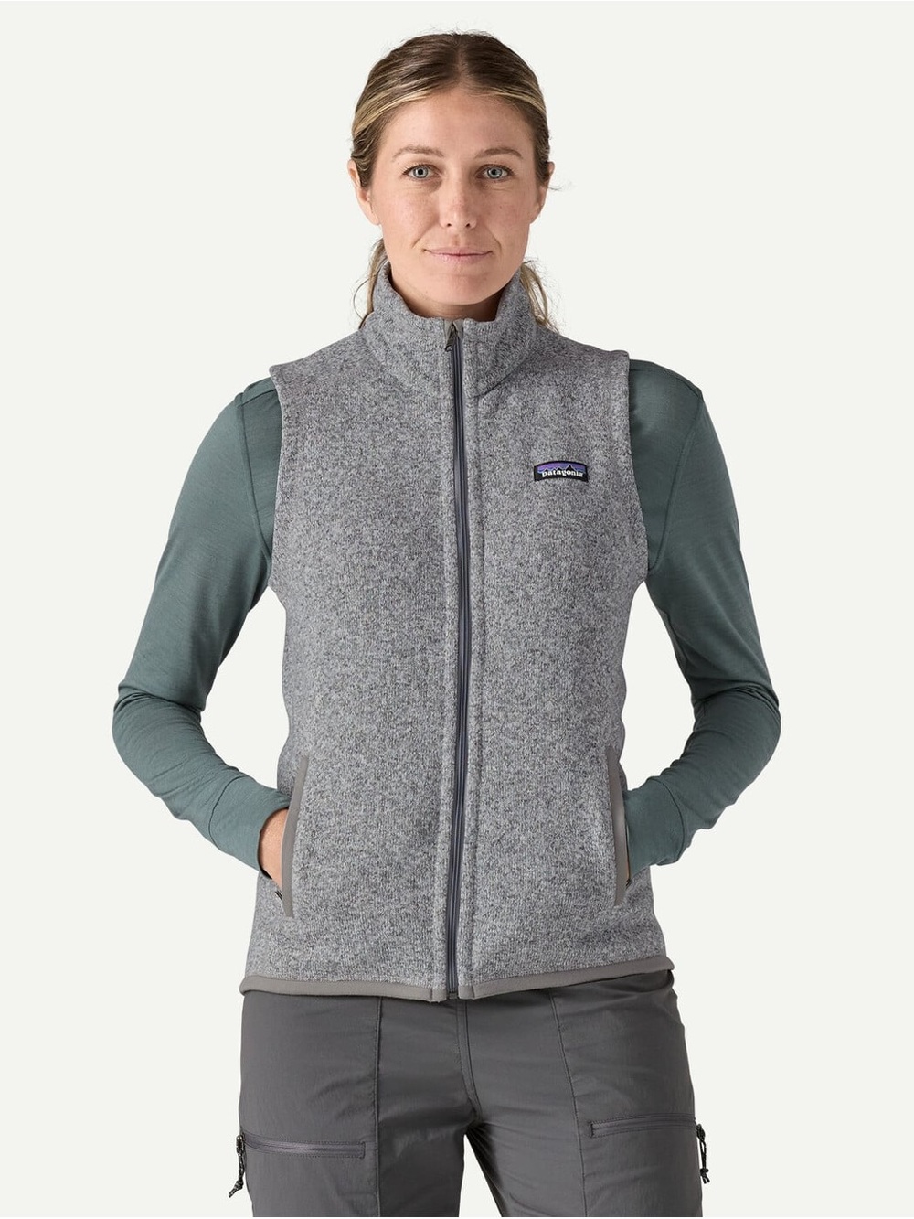 Women’s Patagonia Light Gray Heather Better Sweater® Fleece Vest Cozy Zip Knit S
